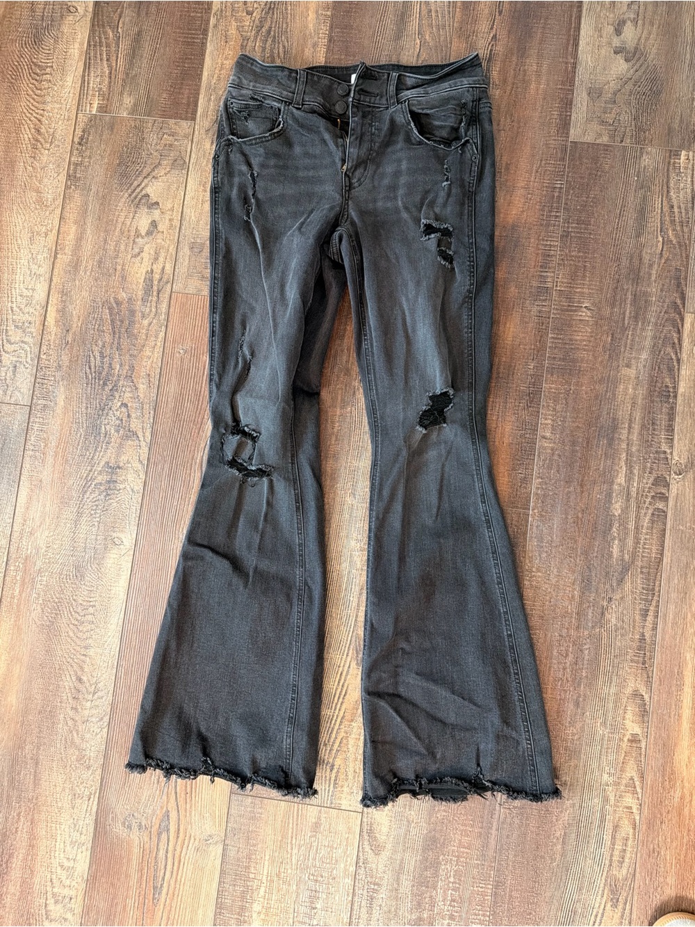 Maurices Black Distressed Flare Jeans